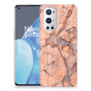 OnePlus 9 Pro TPU Siliconen Hoesje Marmer Oranje