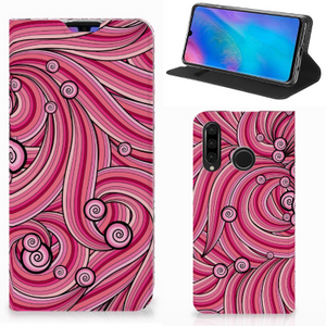 Huawei P30 Lite New Edition Bookcase Swirl Pink