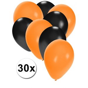 30x ballonnen oranje en zwart