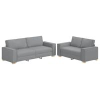 vidaXL 2-delige Loungeset met kussens stof lichtgrijs, bank, stoffen bank, tv-stoel, bank, zitbank, relaxbank, vrije tijd fauteuil, fauteuil