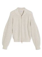 Brunello Cucinelli Kids cardigan nervuré à effet métallisé - Tons neutres