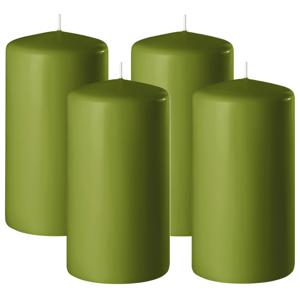 Enlightening Candles Cilinder/stompkaars - 4x - olijfgroen - D6 x H15 cm - 58 branduur