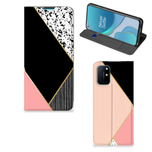 OnePlus 8T Stand Case Zwart Roze Vormen