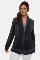 Ulla Popken Sweatjack, cool dyed, sjaalkraag - Grote Maten