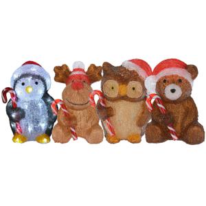 Kerstverlichting figuren - set 4x st - beer - uil - rendier - pinguin - 24 cm - LED