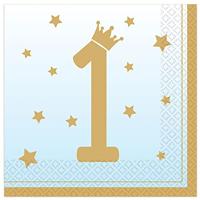 Amscan 9910302 - Baby 1e verjaardagsfeestje blauwe lunchservetten - 16 stuks
