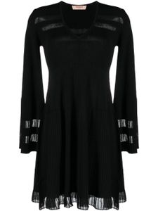 TWINSET robe courte nervurée à col v - Noir