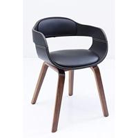 Kare Design stoel met armleuning Costa Walnoot, moderne, comfortabele eetkamerstoel, 70,5x52x51cm, bruin/zwart