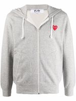 Comme Des Garçons Play hoodie zippé à patch logo - Gris - thumbnail