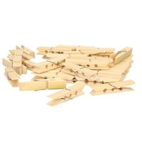 Wasknijpers voor wasgoed ophangen - bamboe hout - 40x stuks - beige - 7 cm   - - thumbnail