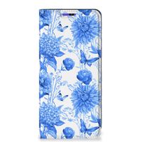 Smart Cover voor Samsung Galaxy A22 4G | M22 Flowers Blue - thumbnail