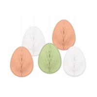 Amscan 9913405 - Paaseivormig papier pastel honingraten hangende decoraties - 5 stuks