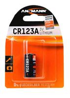 ANSMANN CR123A (3V) Lithium batterij fotobatterij (1 stuks) voor garagedeuropener, alarmsysteem, draadloze ontspanner voor camera, meetapparaten, bel enz.