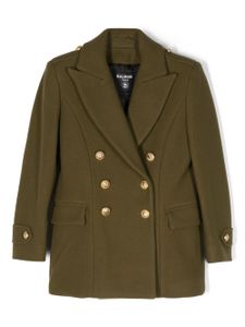 Balmain Kids manteau en laine mélangée à boutonnière croisée - Vert