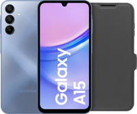 Samsung Galaxy A15 128GB Blauw 5G + BlueBuilt Book Case Zwart