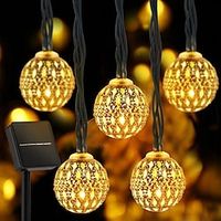 solar marokkaanse lichtslingers kerst bal fairy lichtslingers 12m 7m 6.5m outdoor tuinverlichting ip65 waterdicht nieuwjaar bruiloft patio boom opknoping lichten xmas decor landschap lamp Lightinthebox