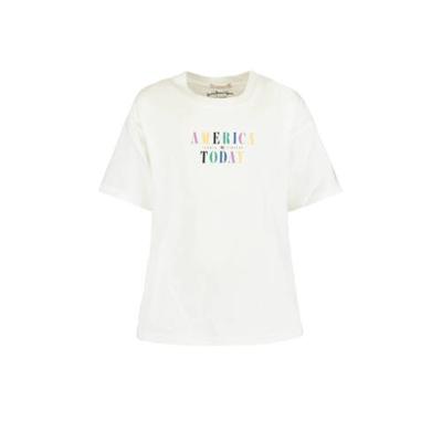 America Today Junior T-shirt met logo ecru