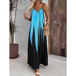 Dames Zonnejurk Slipdress Ombre Kleurgradatie Afdrukken Spaghettibandjes Maxi-jurk Stijlvol Vakantie Mouwloos Zomer Lightinthebox