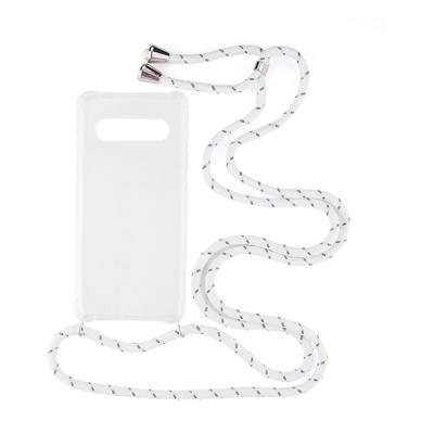 Shop4 - Samsung Galaxy S10 Hoesje - Zachte Back Case met Koord Multi Wit