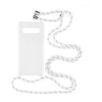 Shop4 - Samsung Galaxy S10 Hoesje - Zachte Back Case met Koord Multi Wit