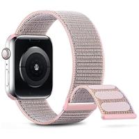 By Qubix - Nylon sport loop band - Zand roze - Extra sterke klittenbandsluiting - Compatible met Apple Watch 38mm / 40mm / 41mm / 42mm - Compatible
