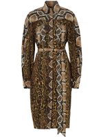 Burberry robe-chemise courte à motif animalier - Marron