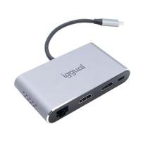 iggual Hub C 8 en 1 2xHDMI 2xUSB 2xSD RJ45 PD100W