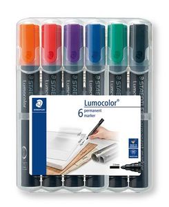 Staedtler Lumocolor permanent marker 352 permanente marker Kogelpunt Zwart, Blauw, Groen, Oranje, Rood, Violet 6 stuk(s)