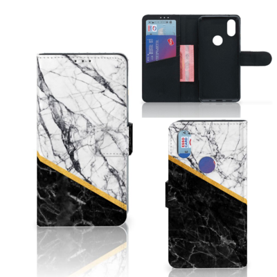 Xiaomi Mi Mix 2s Bookcase Marmer Wit Zwart - Origineel Cadeau Man Xiaomi Mi Mix 2s Bookcase Marmer Wit Zwart - Origineel Cadeau Man