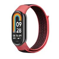 Sport loop nylon bandje - Zwart met lichtrood - Xiaomi Smart band 8