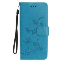 Shop4 - iPhone 11 Hoesje - Wallet Case Bloemen Vlinder Blauw