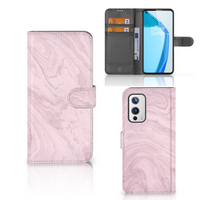 OnePlus 9 Bookcase Marble Pink - Origineel Cadeau Vriendin