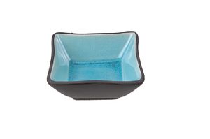 Zwart/Turquoise Vierkante Schaal - Glassy Turquoise - 8.5 x 8.5 x 3cm