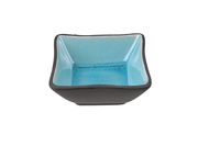 Zwart/Turquoise Vierkante Schaal - Glassy Turquoise - 8.5 x 8.5 x 3cm - thumbnail