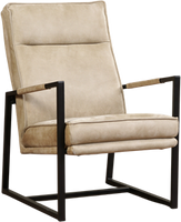 Taupe leren industriële design fauteuil Square - Kenia Leer Taupe (taupe leer) - thumbnail