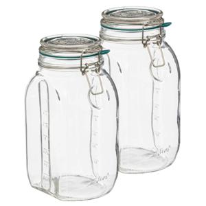 Weckpot/inmaakpot Jarro - 2x - 2L - glas - beugelsluiting - D15 x H22 cm