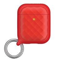 Catalyst Ring Clip Case voor AirPods 1 en 2 - Siliconen AirPods-case met textuurpatroon, hoogglanzende oppervlakteafwerking met extra grip, compatibel met draadloos opladen - Rood