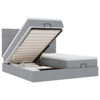 vidaXL Ottoman bed met matrassen en LED's 200x200cm stof lichtgrijs, bedframe, ottoman bedframe, bedframe met opbergruimte onder het bed