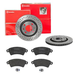 Remmenset, remschijf BREMBO, Remschijftype: Geperforeerd / Geventileerd, Inbouwplaats: Vooras, u.a. für Peugeot, Citroën