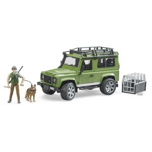 Land Rover Defender Station Wagon met boswachter en hond van Bruder