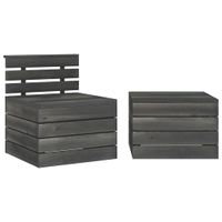 2-delige Loungeset pallet massief grenenhout donkergrijs - thumbnail