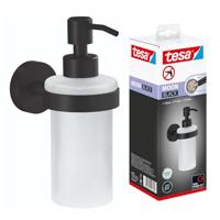 tesa® MOON BLACK Zeepdispenser, mat zwart, satijn glas, 200 ml - Handzeepdispenser voor Industriële en Moderne Badkamers - Zonder Boren, Zelfklevend - 171 mm x 70 mm x 119 mm