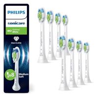 Philips Sonicare W2 Optimal White, originele opzetborstels ter vervanging, wit, set van 8, HX6068/87, 8 Borstels, Nieuw