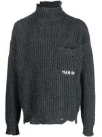 Marni pull en maille torsadée à effet usé - Gris