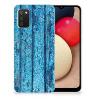 Samsung Galaxy A02s Bumper Hoesje Wood Blue - thumbnail