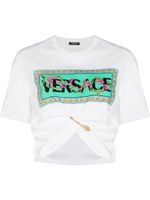 Versace t-shirt crop à détail d'épingle - Blanc