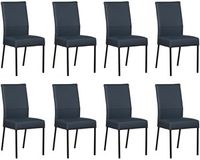 Set van 8 Blauwe leren moderne eetkamerstoelen Real - poot vierkant zwart - Toledo Leer Marine (blauw leer) - thumbnail