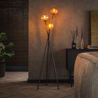 LifestyleFurn Vloerlamp Shahid Glas, 3-lamps - Artic zwart - thumbnail