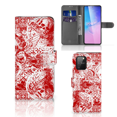 Telefoonhoesje met Naam Samsung S10 Lite Angel Skull Rood