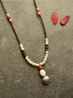 Vintage Hout Kralen Trui Halsketting